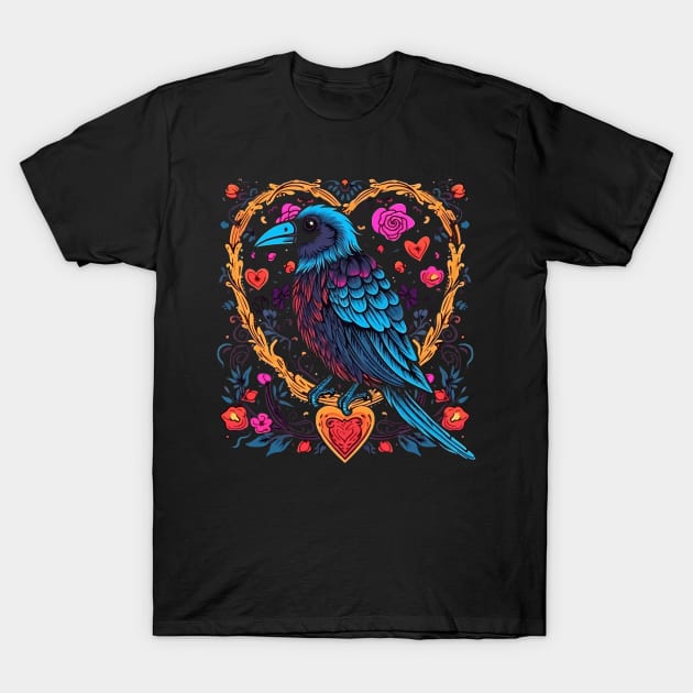 Crow Valentine Day T-Shirt by JH Mart